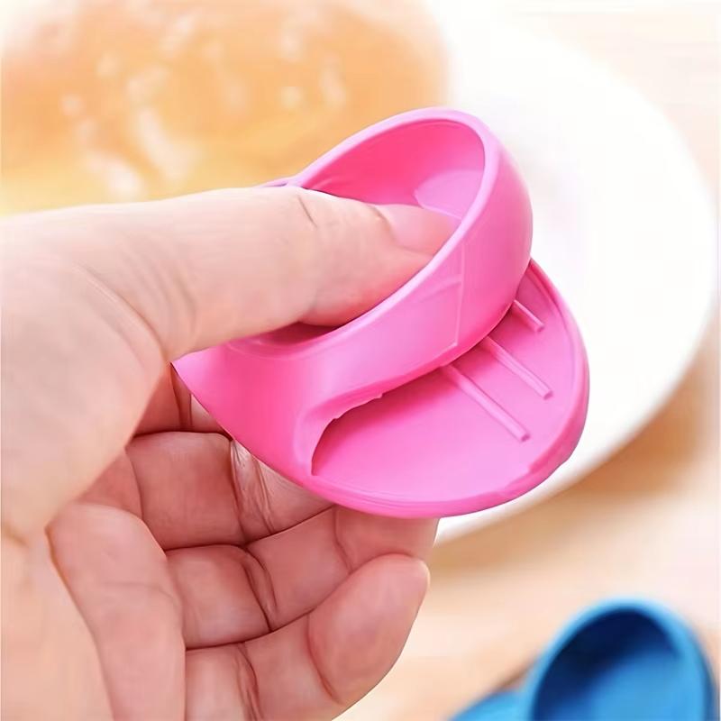 2/4/6/10pcs Random Color Silicone Insulated Finger Covers Insulated Gloves Nonslip Microwave Oven Hand Protector Kitchen Tools