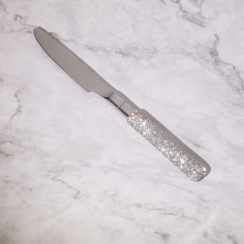 Luxury Cutlery With Rhinestone Handle Stainless Steel Knife Fork Spoon Tableware Flatware Set Festival Kitchen Dinnerware Gift