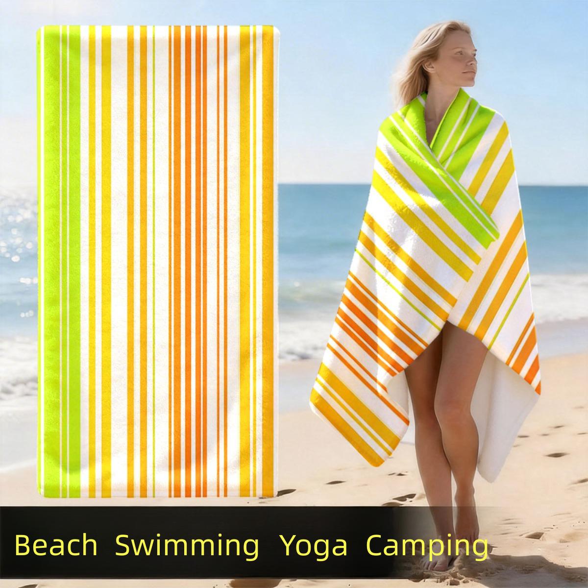 

Rainbow Stripe Print Multi-Purpose Beach Towel Soft Absorbent for Beach Yoga Bath Pool Perfect Gift for Family Friends W40*H60(CM)