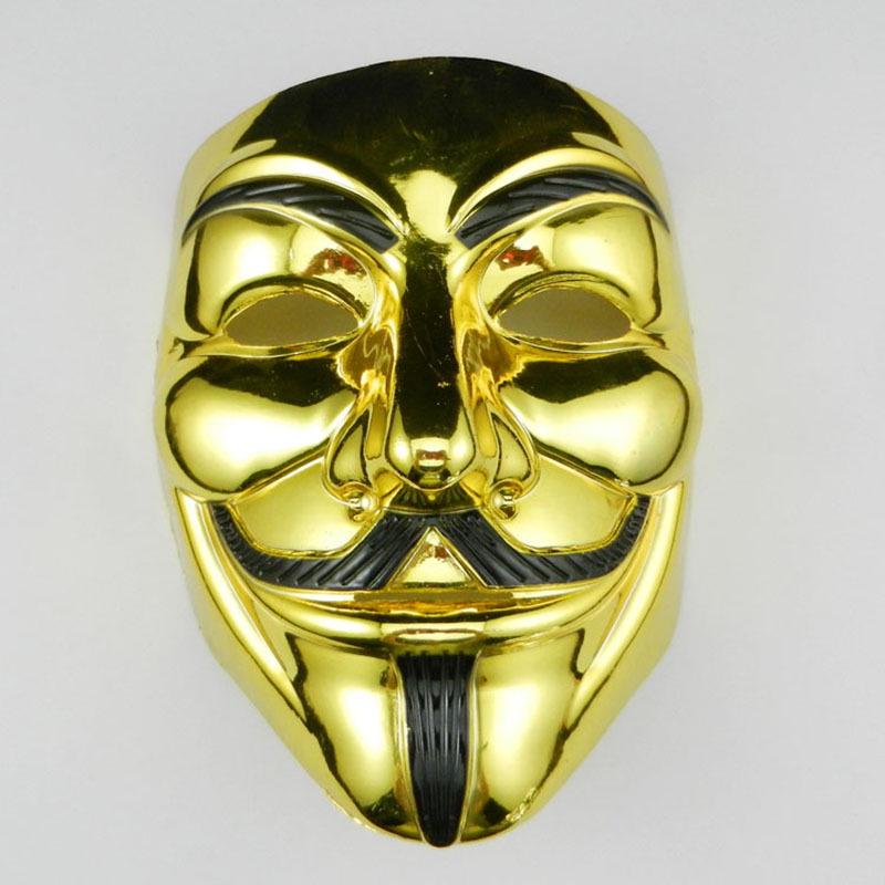 Electroplated V for Vendetta Full Face Mask - Halloween Masquerade Party Prop One Size