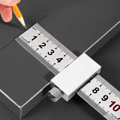 1PC Metal Carpenter Swenson Carpentry Square Woodworking Tools Carpentry Steel Ruler Positioning Limit Block Measuring Marking Gauge