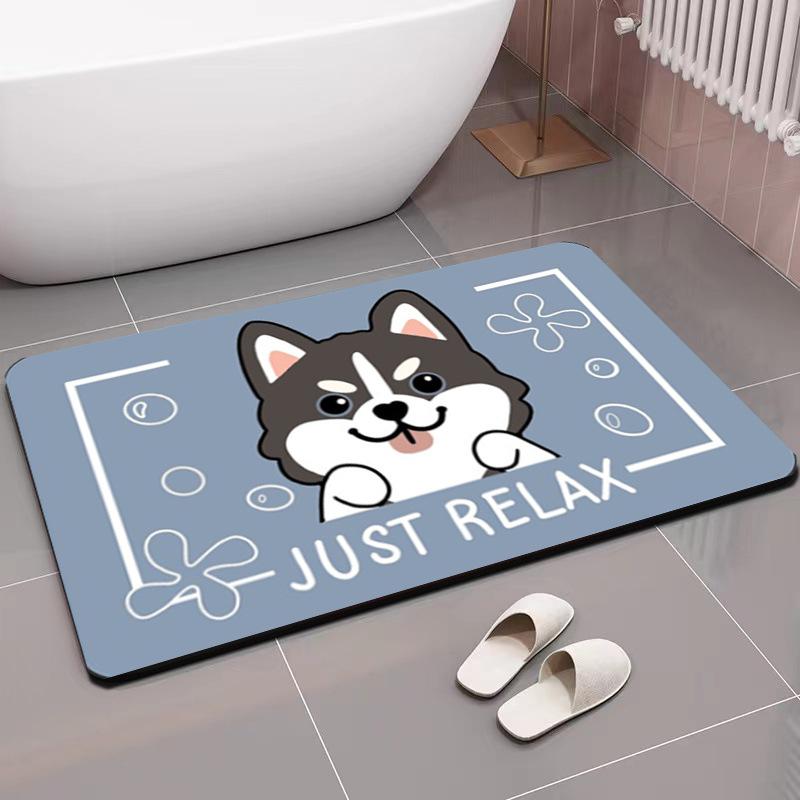 Bathroom Diatom Mud Absorbent Mat Cartoon Animal Toilet Toilet Door Door Mat Non-slip Foot Mat
