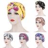 Women Headwrap Flower Print Braid Lady Stretchy No Brim Indian Hat for Four Seasons