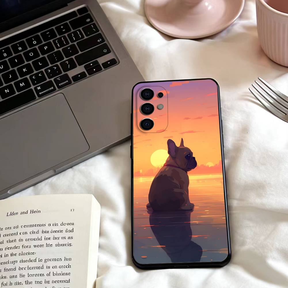 French Bulldog Dog Phone Case For Samsung S25,24,23,22,30,21,10,9,Ultra,Plus,Lite,FE,4,5 G Soft Black Case Samsung S25