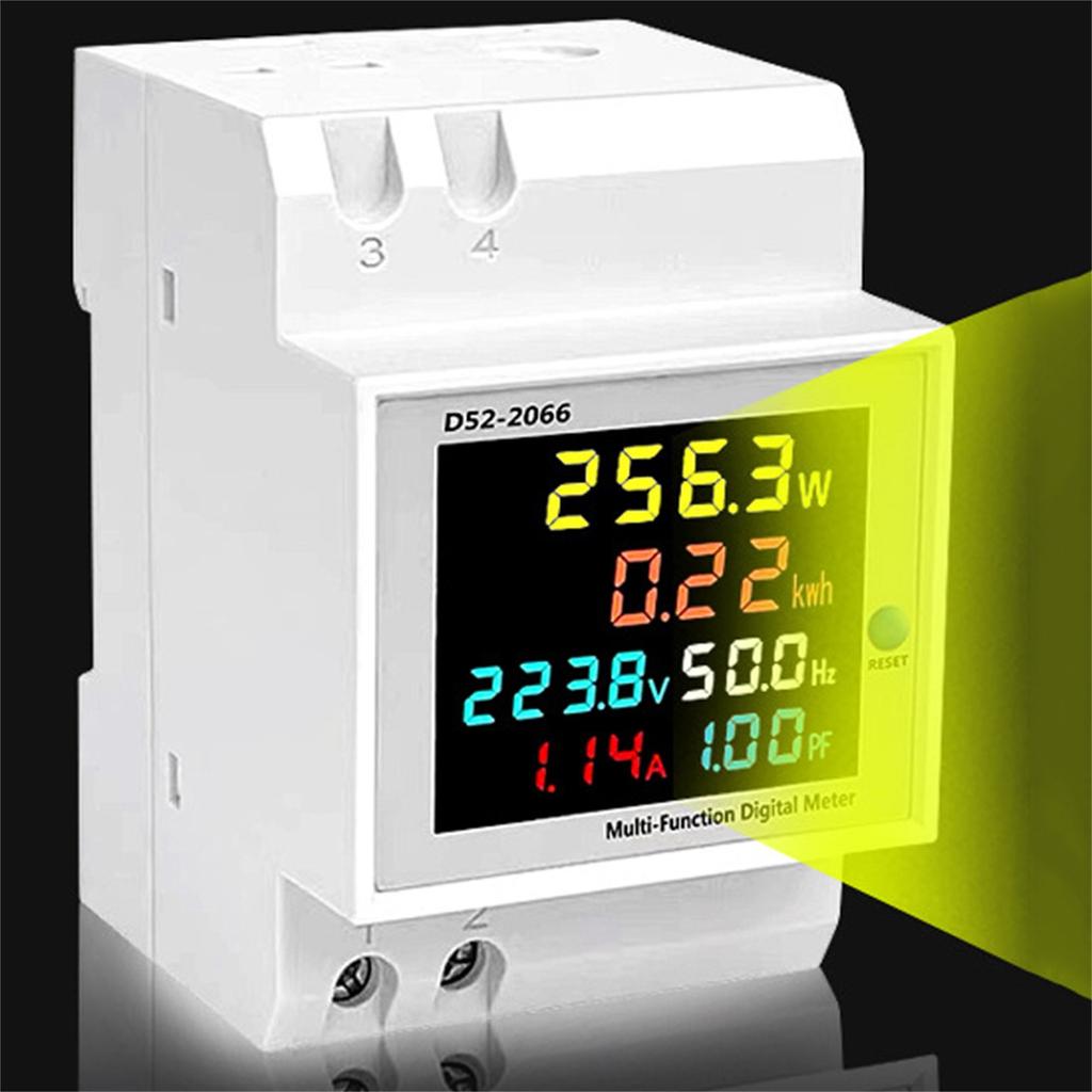 Rail AC Display D52-2066 40-300V 100A / Digital Ammeter, Voltmeter, Wattmeter With External