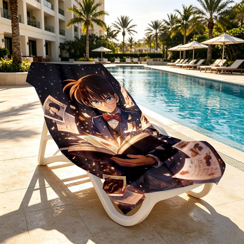 Detective Conan Print Beach Towel Design, Soft, Lightweight. for Home Bathroom, Spa, Pool, Yoga, Surfing, Camping, Gift for Family, Friend