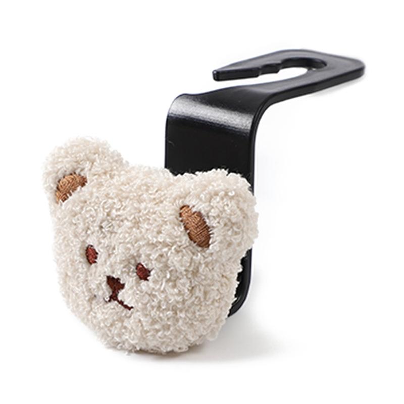 Creative Car Seat Back Cute Plush Bear Doll Hook Inside Car With Decorative Plastic Pendant Finishing Storage Hook
