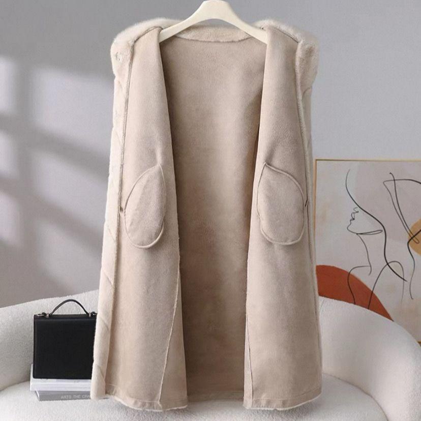 Women's Stand Collar Fur Coat Solid Color Thickened Fur Overcoat Long Fur Coat