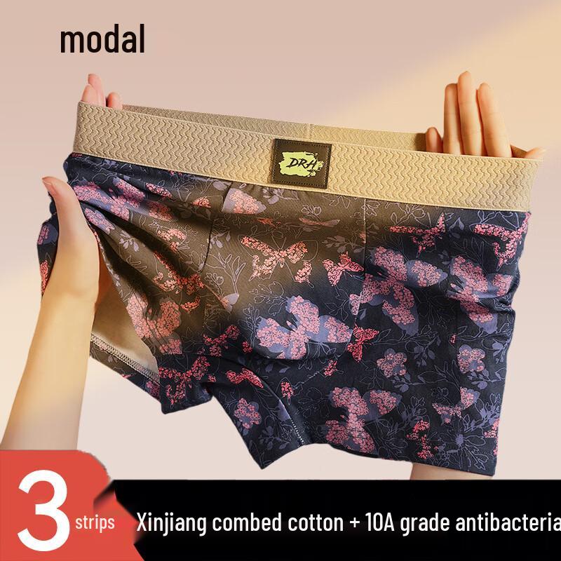 

Modal Men s Antibacterial Butterfly Print Boxer Briefs 2XL