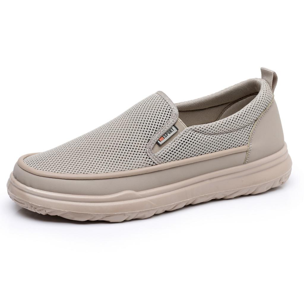 Shoes for men, spring 2025, new mesh men's shoes, breathable, wear-resistant, non-slip, lazy people, soft-soled shoes for men