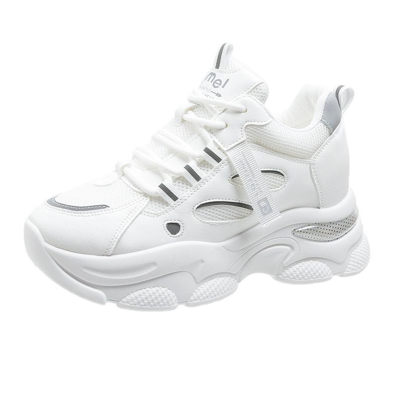 Inner height increase dad shoes women's 2025 new versatile small man thick sole comfortable breathable casual sports little white shoes