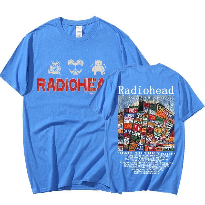 

Radiohead Vintage Print T Shirt Men s Oversized 100% Cotton Unisex T-shirts Hip Hop Rock Band Hail To The Thief Music Album Tees 4XL