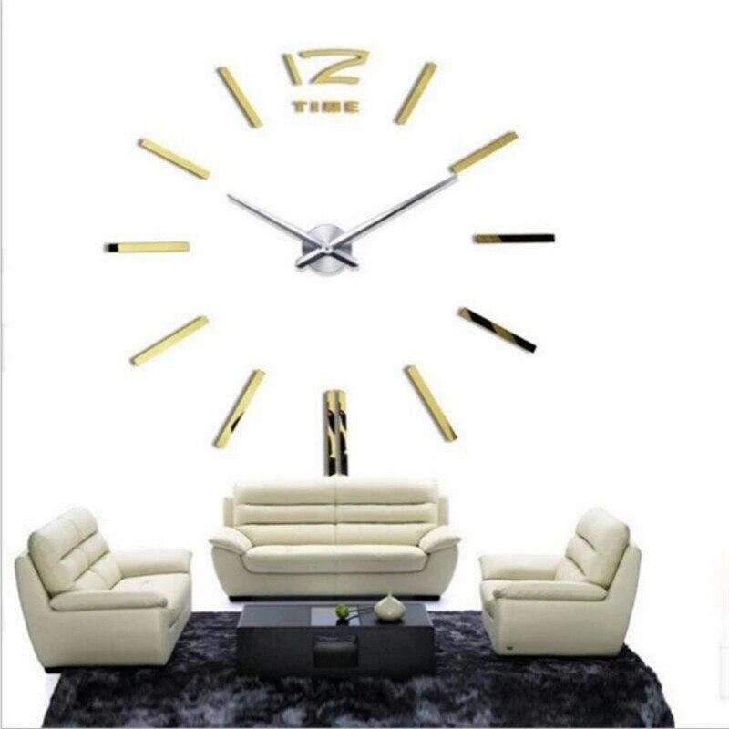 Large 3D Wall Clock Mirror Wall Stickers Creative DIY Wall Clocks Removable Art Decal Home Decor Living Room Quartz Needle