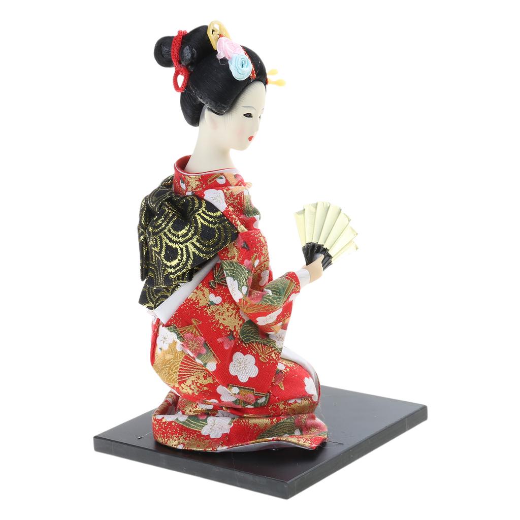 Boneca Gueixa Asiática Vintage 12 Polegadas Tipo Japonês Tradicional Quimono Estatueta para Decoração de Sala de Estar