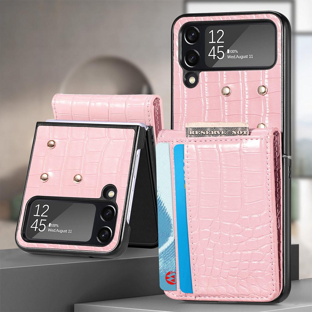 For Samsung Z Flip 4 5G Crocodile Leather Cell Phone Case for Samsung Galaxy Z Flip4 Flip 4 Zflip4 Card Pocket Wallet Bag