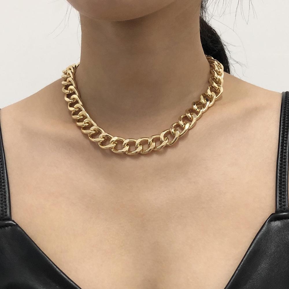 Retro Exaggerated Thick Chain Necklace Double Personality Chain Hip-Hop Neck Chain Choker Necklac Women Jewelry