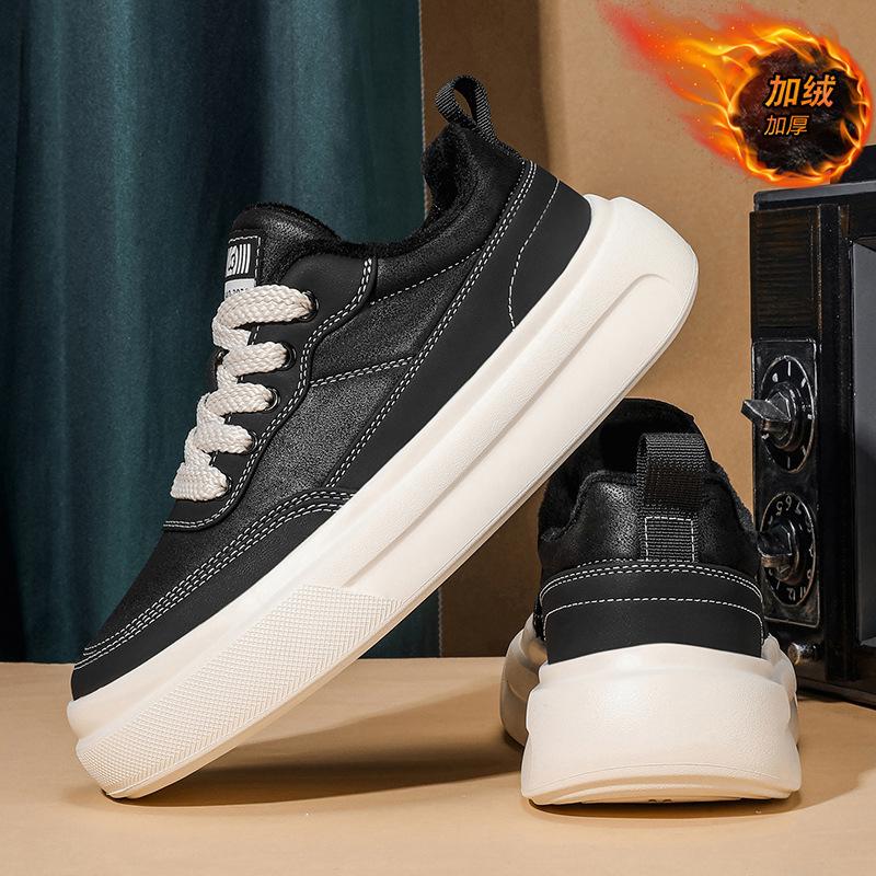Autumn and winter velvet new trendy shoes thick baseplate shoes heightening sports and leisure shoes