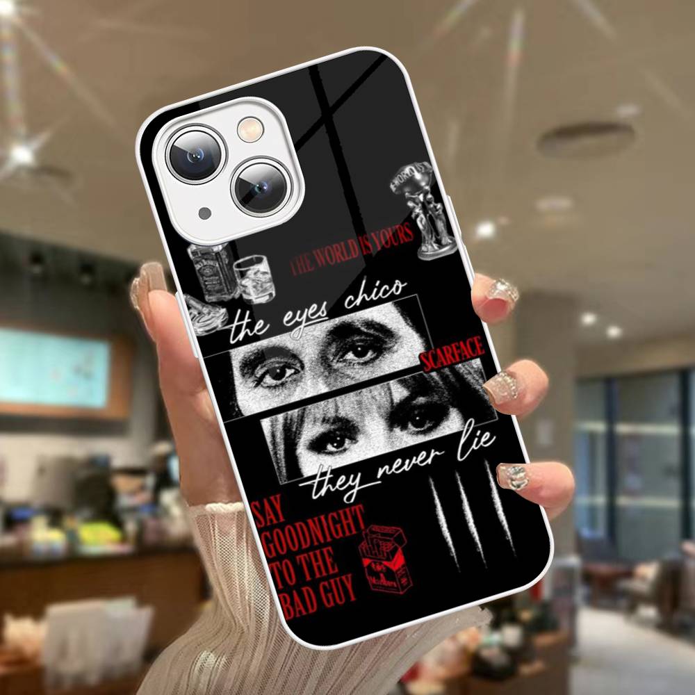 Classic S-Scarface Film Tony For iPhone 14 13 12 Mini 11 Pro XS Max X XR 14 Plus Tempered Glass Cover
