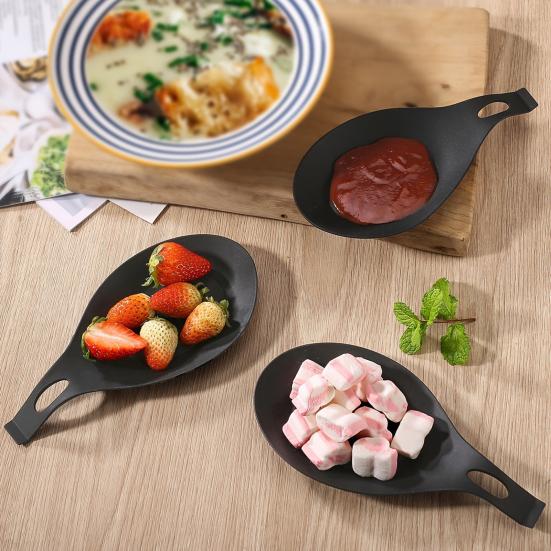 2-in-1 Silicone Sauce Dish Spoon Rest Food-Grade TPE Non-slip Chopstick Rest Plate Kitchen Condiment Dish for Dipping Sauces Home Travel