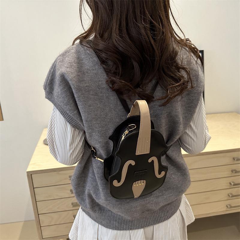 Faux Leather Violin Crossbody Bag, Sling Shoulder Purse for Women, Trendy Fiddle Shaped Handbag