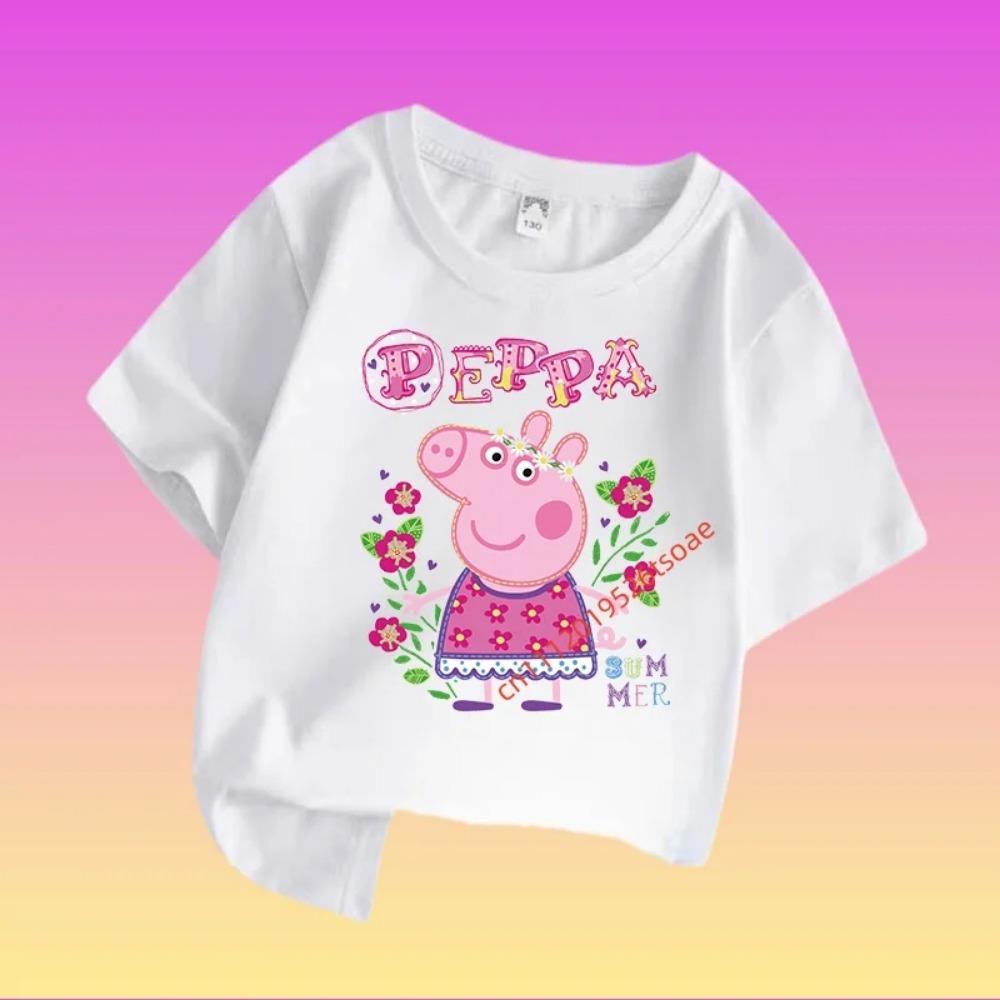 

Peppa Pig children s short-sleeved 2026 new style boys sports shirt, girls casual top, summer T-shirt, cartoon print 110