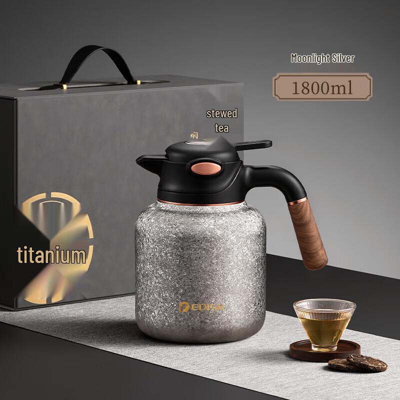 edish Pure Titanium Thermal Tea & Water Pot with Mechanical Temperature Display