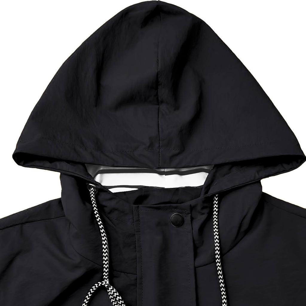 Women's Solid Color Waterproof And Sunscreen Outdoor Sportswear, Hooded Casual Jacket