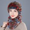 Middle-aged Rex rabbit hair hat female autumn and winter warm elderly grandmother ear protection fur mother wool scarf