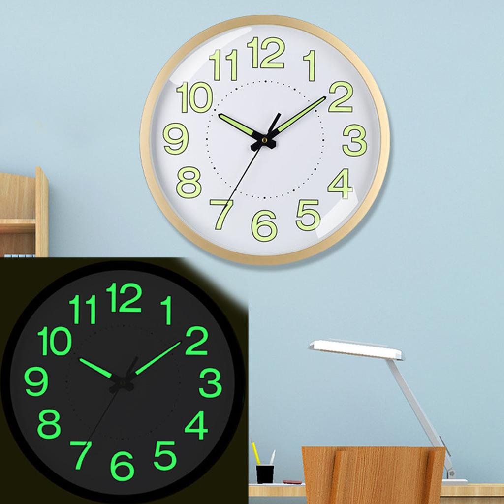 Silent Quartz Clock Plastic Wall Mounted Luminous Quiet for Living Room Bedroom 12in 30cm Rose Gold