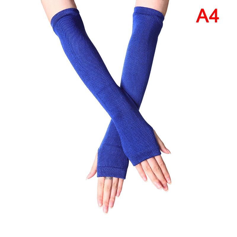 Mode Damen Mädchen Gestreifte Ellbogenhandschuhe Wärmer Gestrickte Lange Fingerlose Handschuhe Ellbogen-Fäustlinge Party-Accessoires Geschenk