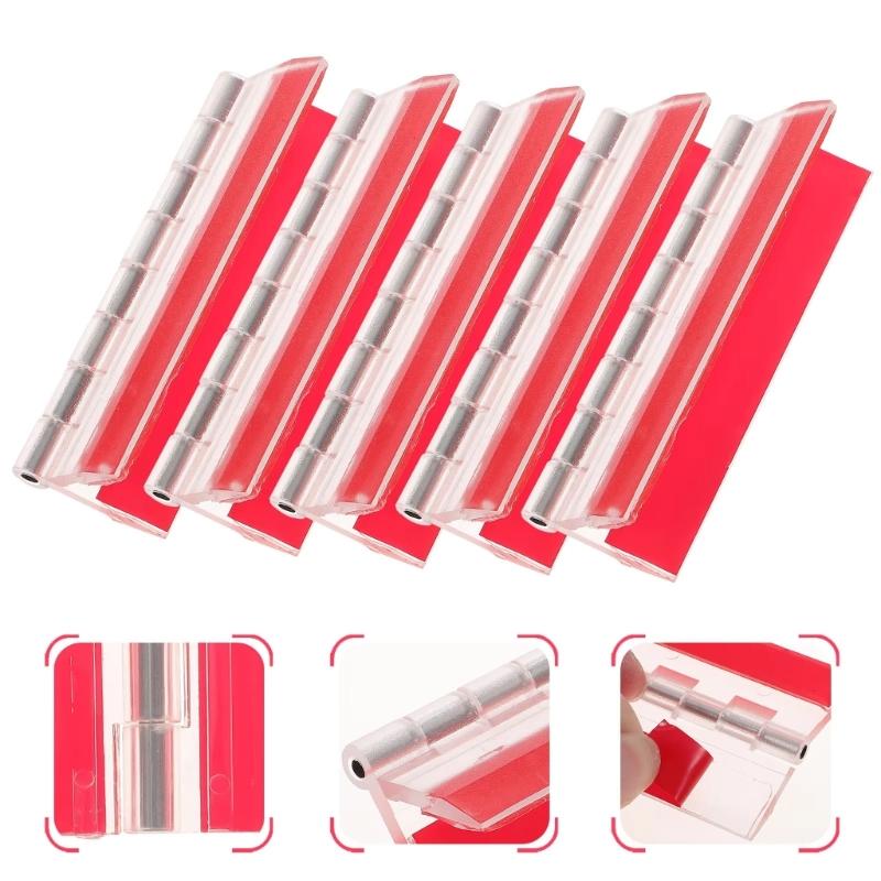 12pcs Clear Plastic Mini Hinges Auto Stick Backing Easy Installation No Glues Required Piano Styles for Craft Projects