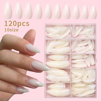 Cross Border Almond Nail Tip Nail Art Nail Strips 120 Pieces In A Box Elongated Fake Nail Patches Detachable