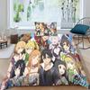 סט מצעים מצויר Sword Art Online סט מצעים מעולה כיסוי שמיכה סט שמיכה למיטה סט מצעים מתנת יום הולדת יוקרתית