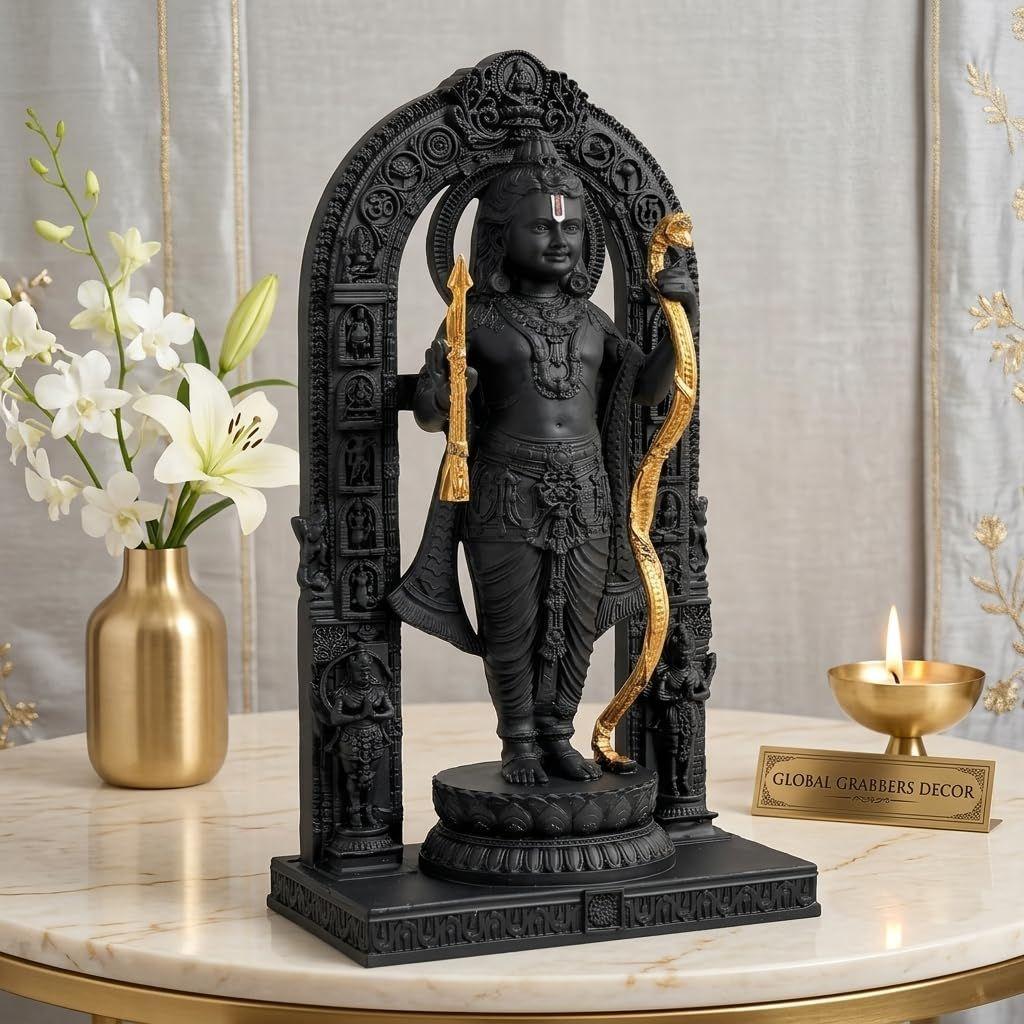 Polyresin 3D Ram Lalla Ayodhya Idol Statue Showpiece Murti for Home Decor Decoration Gift Gifting Items