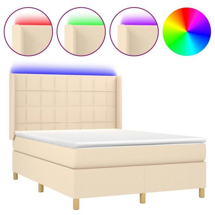 VidaXL Sommier à Lattes de Lit avec Matelas et LED, Lit Rembourré, Lit Double, Lit Adulte de Chambre à Coucher Intérieur, 3138882