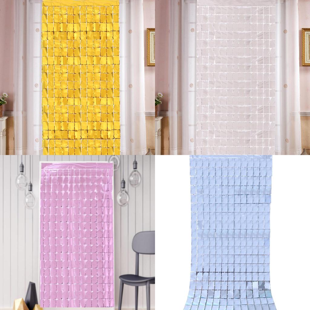 Vibrant 1x2m Square Raindrop Door Curtain In Colorful Metallic Tones For Celebrations