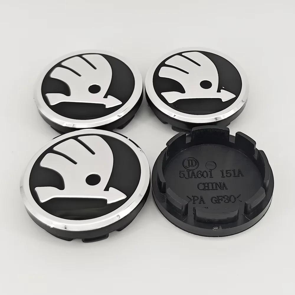 56mm/65mm Green Black Chrome Car Wheel Center Caps Fit for Skoda Rims Hubcaps Cover Emblem Badge Logo Auto Styling Accessories