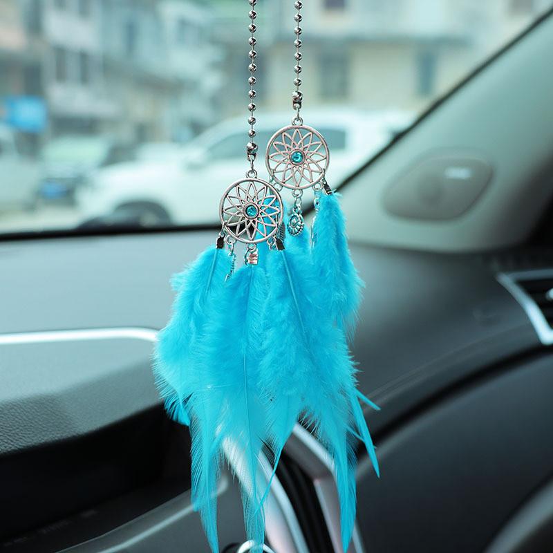 Feather Car Rearview Mirror Handing Pendants Dream Catcher Alloy Decoration