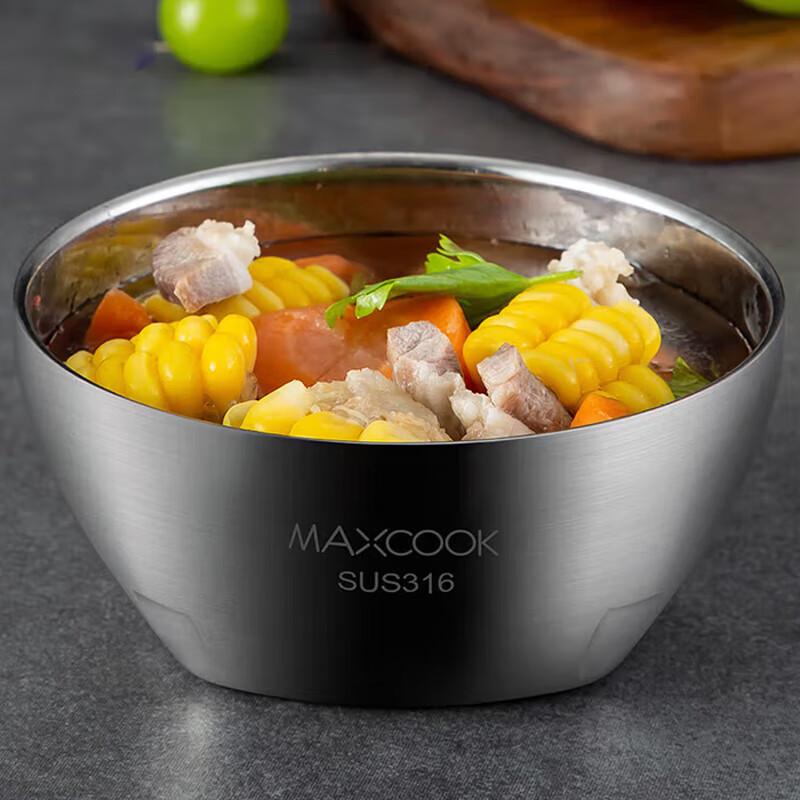 MAXCOOK 316L Stainless Steel Double-Layer Noodle/Soup Bowl