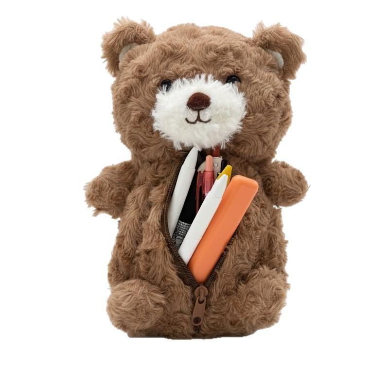 Teddy Bear Pencil Case With Plush Material For Students And Kids