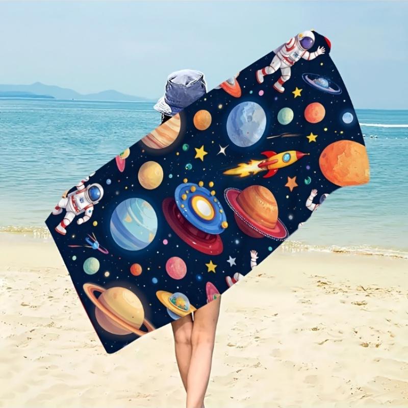 

1pc Extra Large Beach Towel | Space Planet Theme,Super Soft, Highly Absorbent, Quick Drying, Ideal for Summer Beach, Travel W40*H60(CM)
