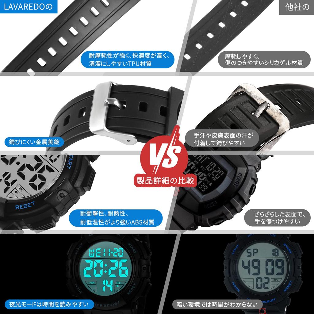 Digital, wasserdicht bis 50 Tage, LED-Sport-Bedienungsanleitung im Lieferumfang enthalten, Herrenuhr, Meter, Datum, Woche, Alarm, Display, Multifunktion,