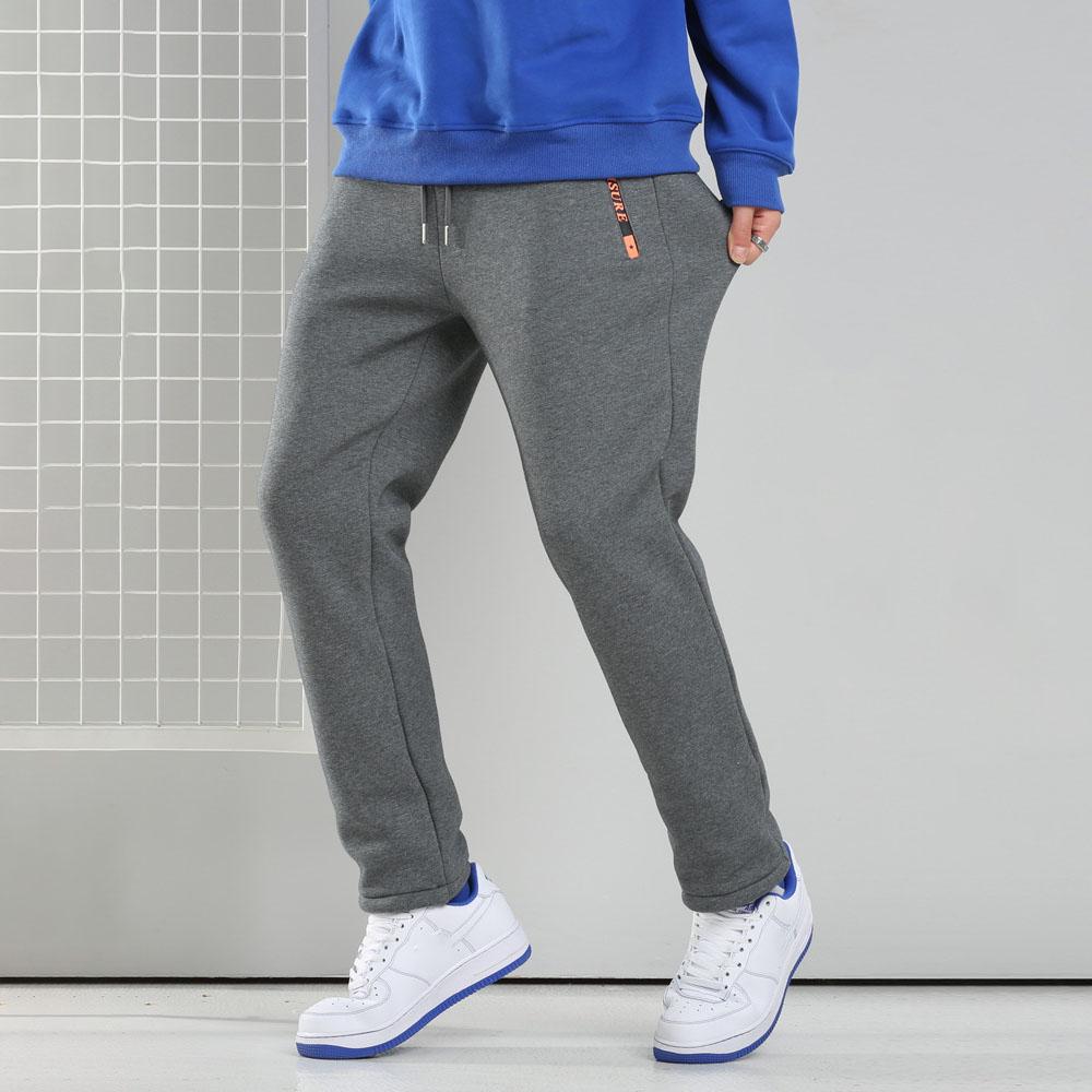 Vinterbukser herre pelsforede joggebukser tykke joggebukser med snøring Bukser herre fleece løpebukser Varm fløyel ankelbukser