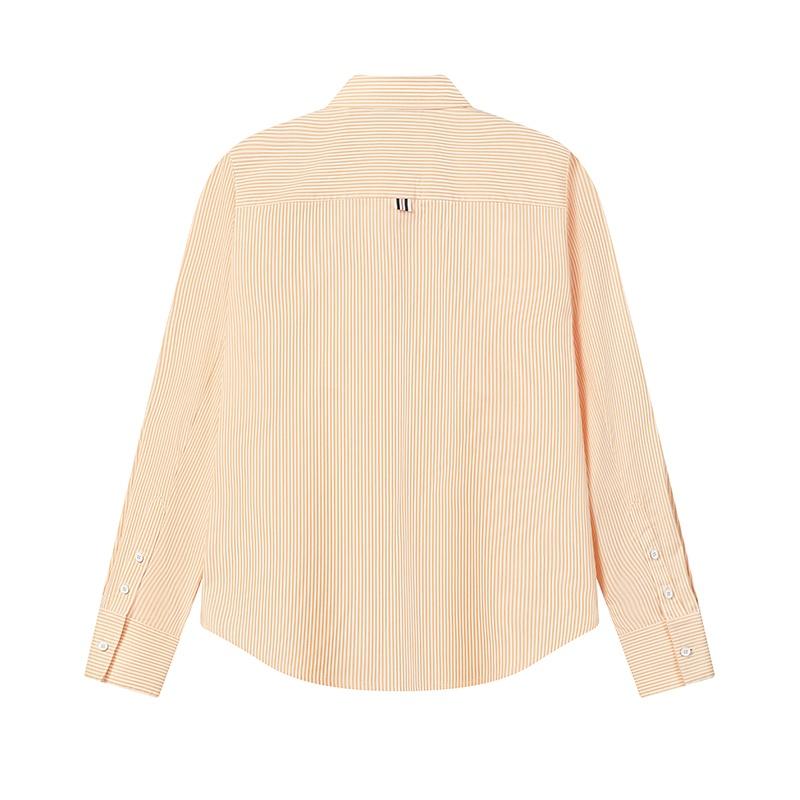 FILA Heritage Fashion Classic Retro Sports Casual Versatile Striped Comfortable Basic Woven Long Sleeve Shirt Women shirts F11W618409FZB