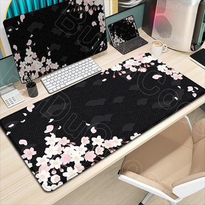 Nueva Bonita Alfombrilla de Escritorio Sakura Alfombrillas Grandes para Ratón de Juego Hermoso Diseño Arte de Flor de Cerezo Alfombrilla para Ratón 900x400mm Alfombra de Mesa para Teclado de PC