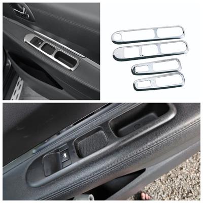 Car Door Armrest Panel Handle Holder Window Lift Switch Button Cover Trim Chrome for Peugeot 3008 2009 - 2013 2014 2015