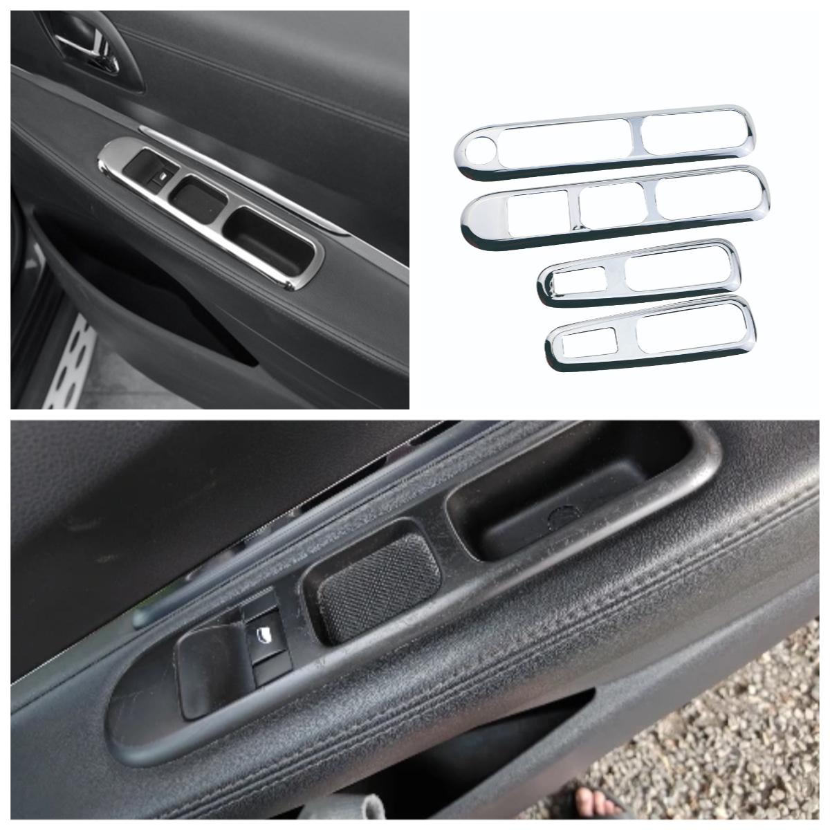 

Car Door Armrest Panel Handle Holder Window Lift Switch Button Cover Trim Chrome for Peugeot 3008 2009 - 2013 2014 2015 bright silver