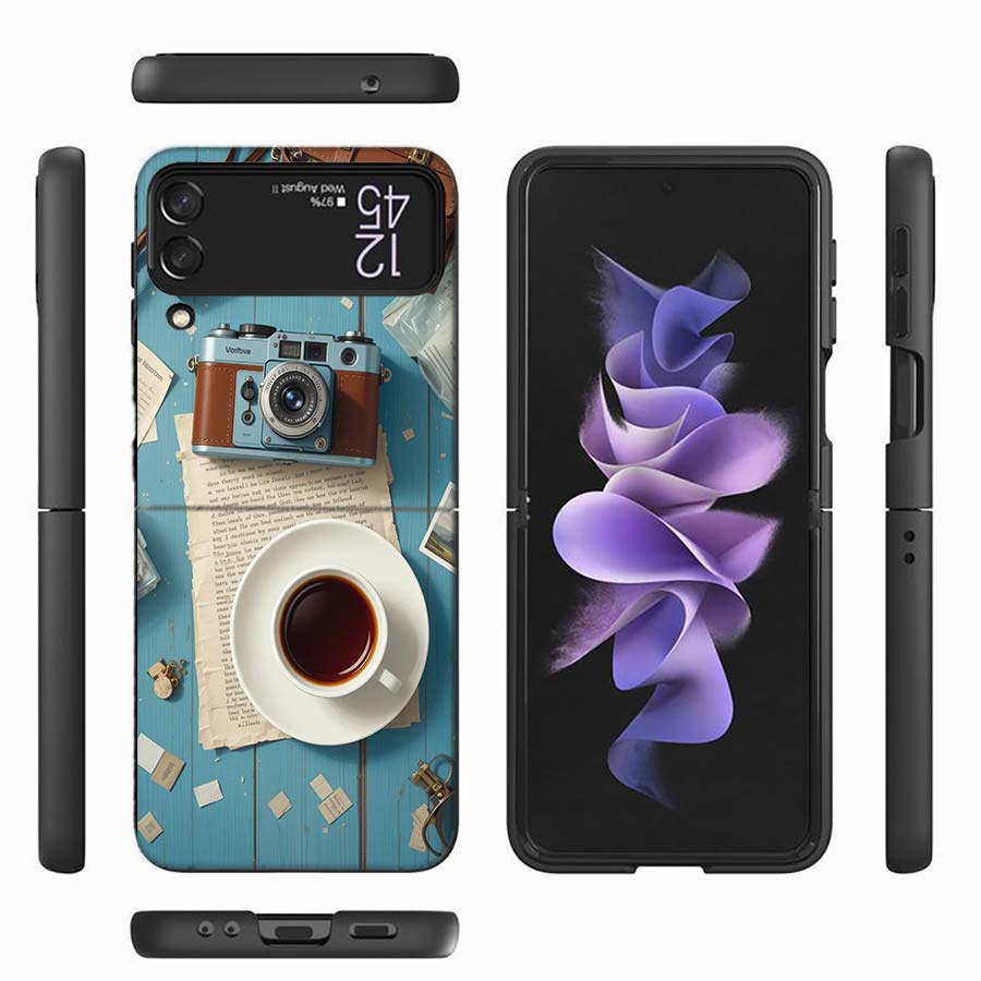 Camera and Souvenirs With Scenery Phone Case For Samsung Z Flip 6 7 5G Z Flip 5 Galaxy Z Flip 3 4 5G ZFlip Shockproof Hard Cover