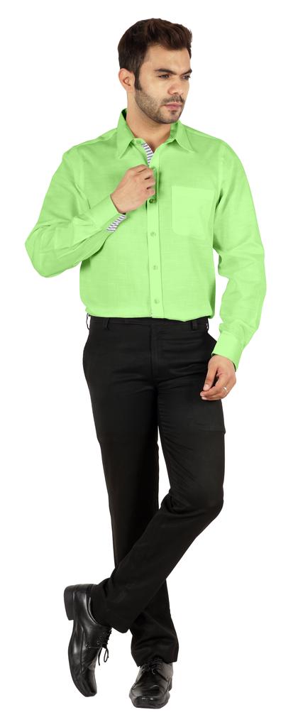 BestMan Formal Classic Button Down Cotton Shirts Inner Contrast Regular Fit Office Shirt For
