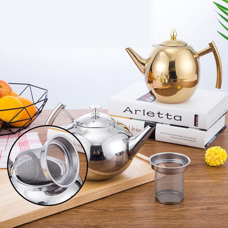 Thickened Stainless Steel Teapot with Strainer Ideal for Home Brewing Flower Tea Suitable for Induction Cooker for Cozy Teas